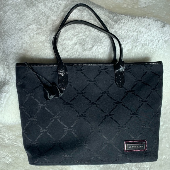 Longchamp Handbags - Longchamp LM Tote bag in black jacquard. Rare, vintage